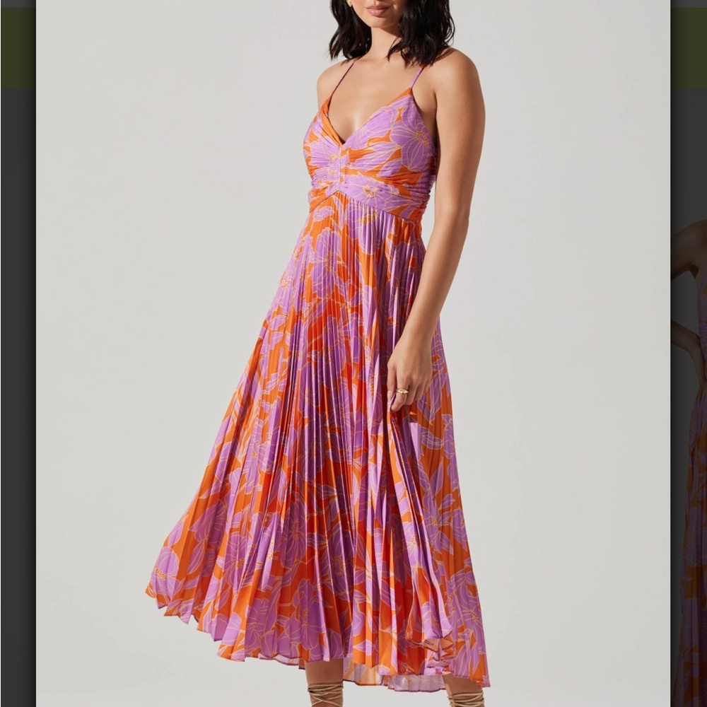 Blythe Floral Plisse Midi Dress